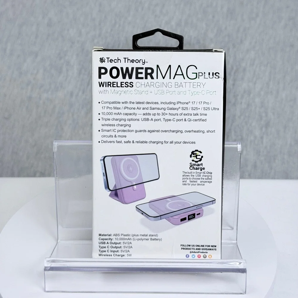 Tech Theory PowerMag Plus 10000mAh Wireless Charging Battery Purple PWTT10KPML13